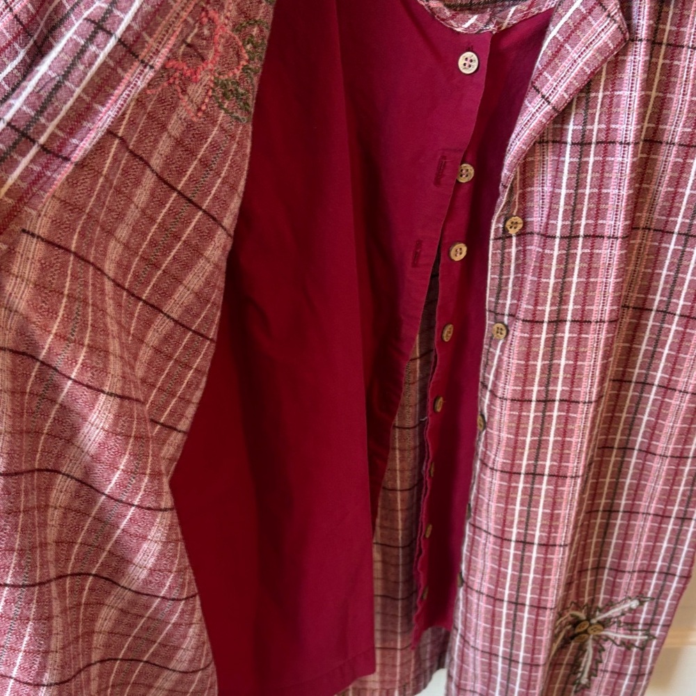Bobby Brooks Floral Embroidered‎ Plaid Fabric - Picture 5 of 9